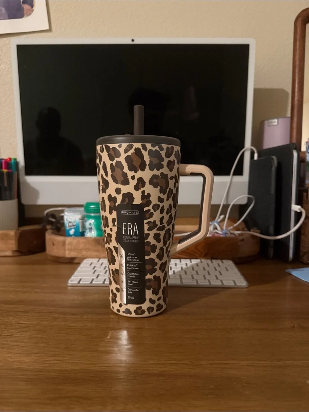 Brumate ERA Leopard Print Tumbler with Handle - Beige & Brown